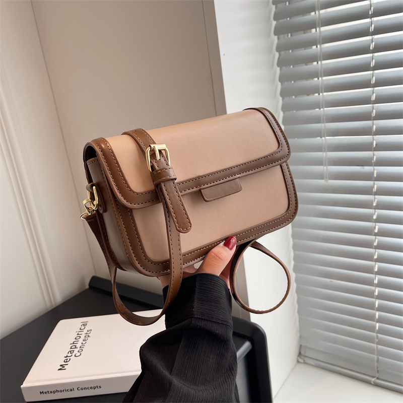 北门新款拼色斜跨小方包女包包时尚潮流单肩包包韩版小包包简约