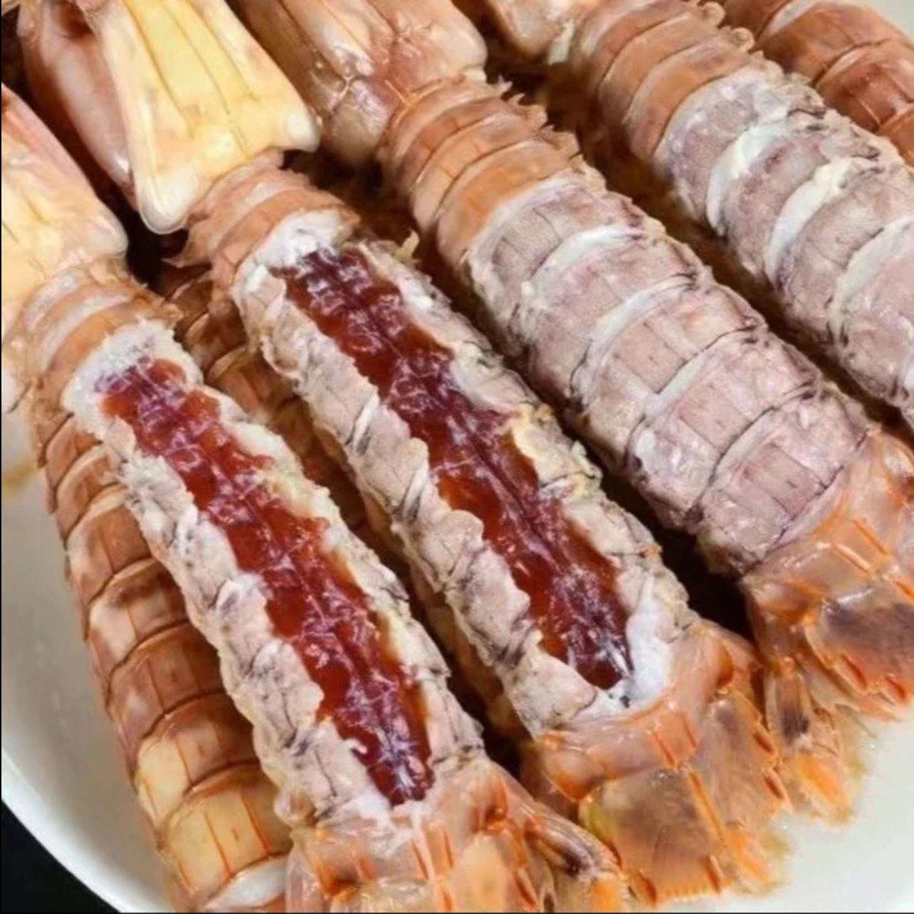 江苏  海头熟冻中大号带膏皮皮虾虾虎爬爬虾只只带黄带膏450克/盒