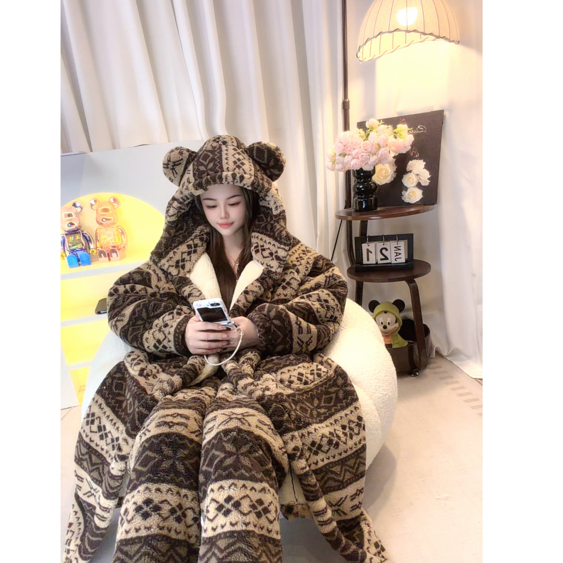 【榛果密语】费尔岛 零下10°双层套装冬季睡衣加绒厚款睡袍保暖休闲