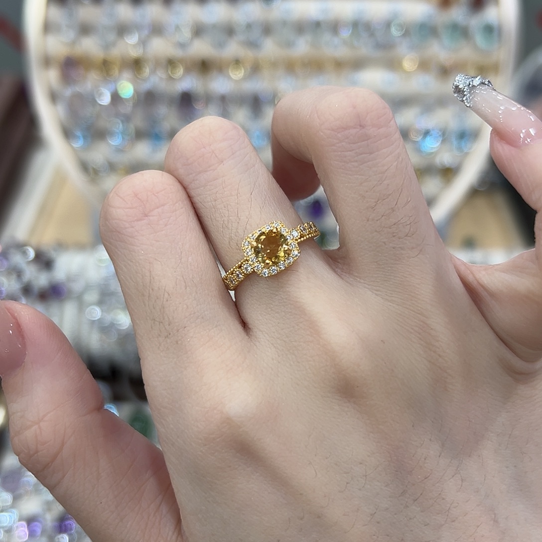 戒指银S925镶嵌黄晶