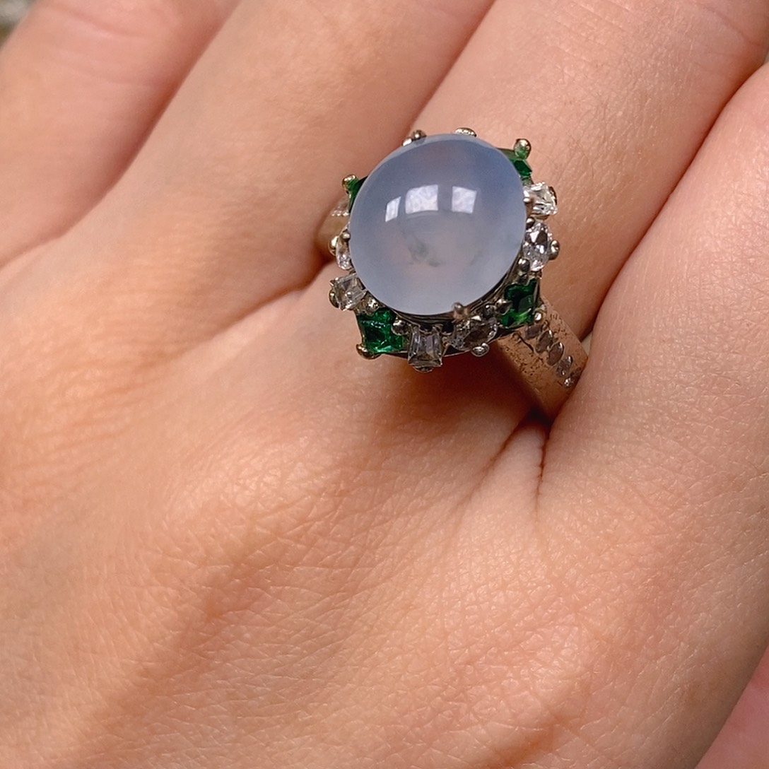 翡翠戒指未镶嵌冰紫飘花