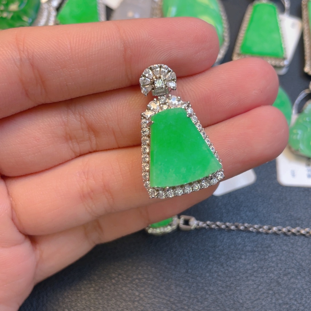 翡翠银S925镶嵌吊坠(不含链)
