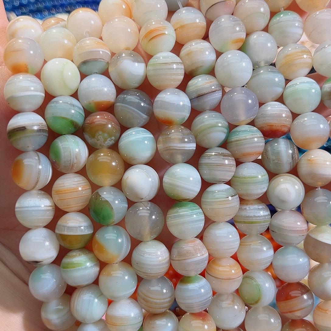 玛瑙/玉髓未镶嵌珠宝半成品蚕丝孔雀玛瑙一条14mm