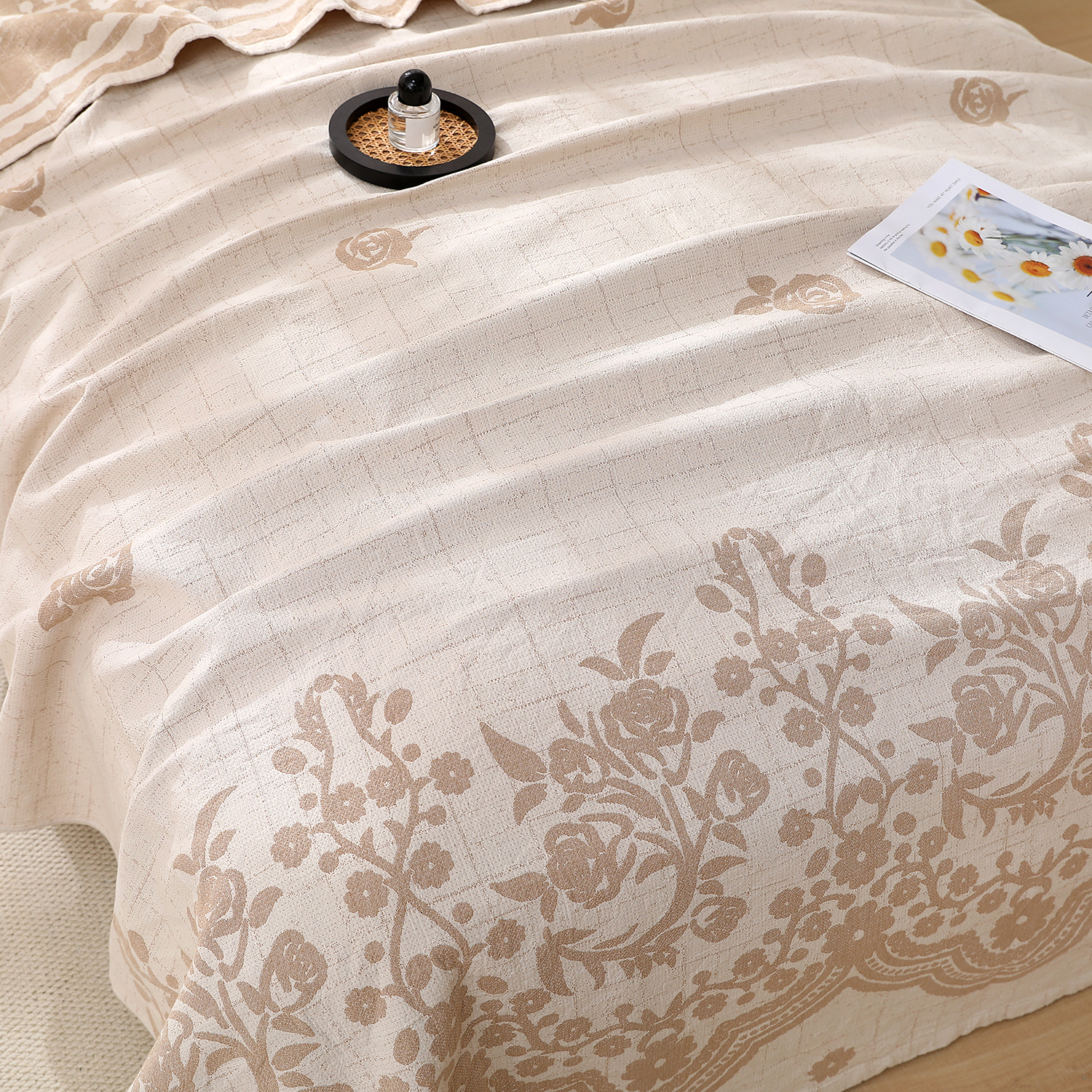 【蔷薇印记】210*240cm纱布汉麻毛巾被舒适双面多功能床盖