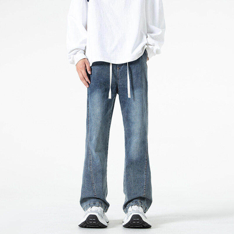 2025春季复古显高显瘦高街牛仔裤设计宽松微喇休闲长裤24XK66801