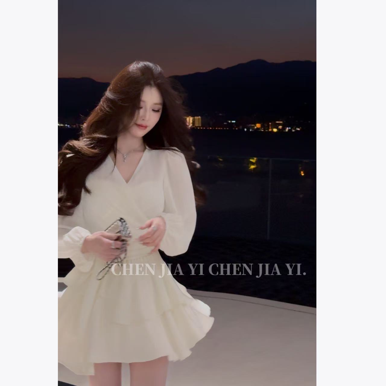 【JIAYI】白月光（店主私服定制）早秋压褶重工艺仙女两件套套装2510