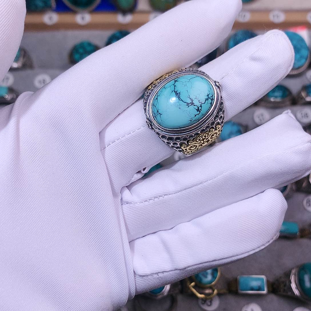 绿松石挂件银S925镶嵌