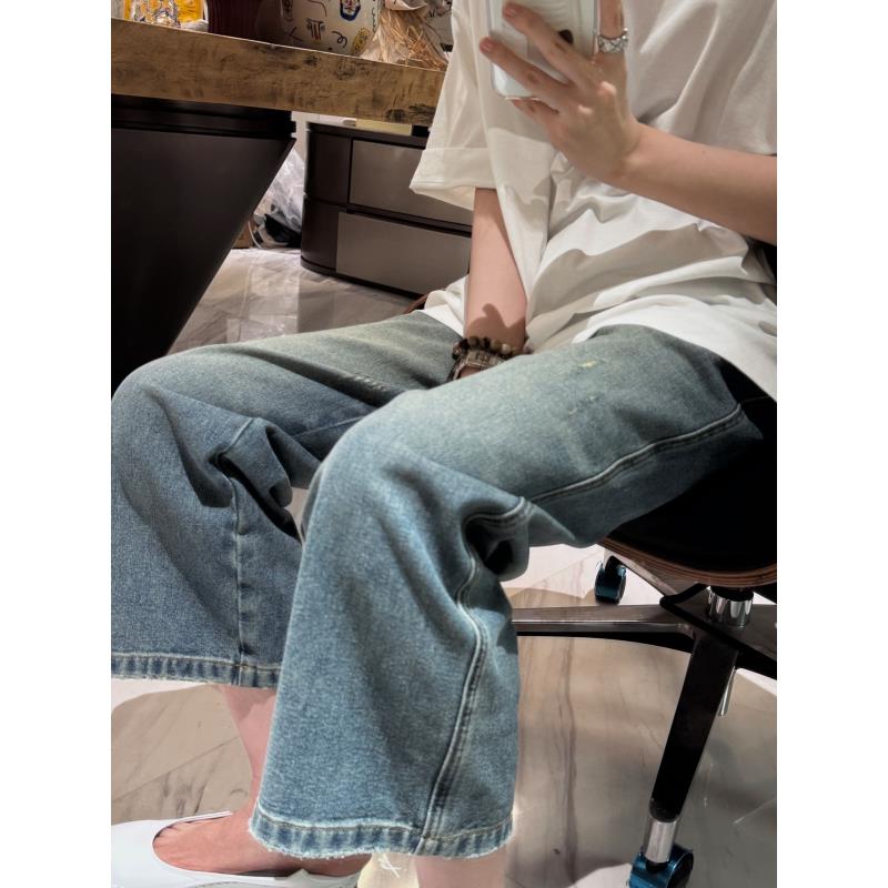 【第一条九分牛仔裤】水洗做旧磨破九分牛仔裤 J25KZ247