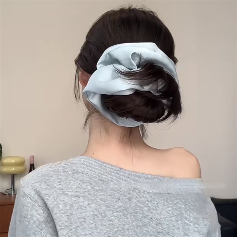 韩式缎面高级感纯色大肠发圈高弹力丸子头头绳无痕护发头饰发饰品