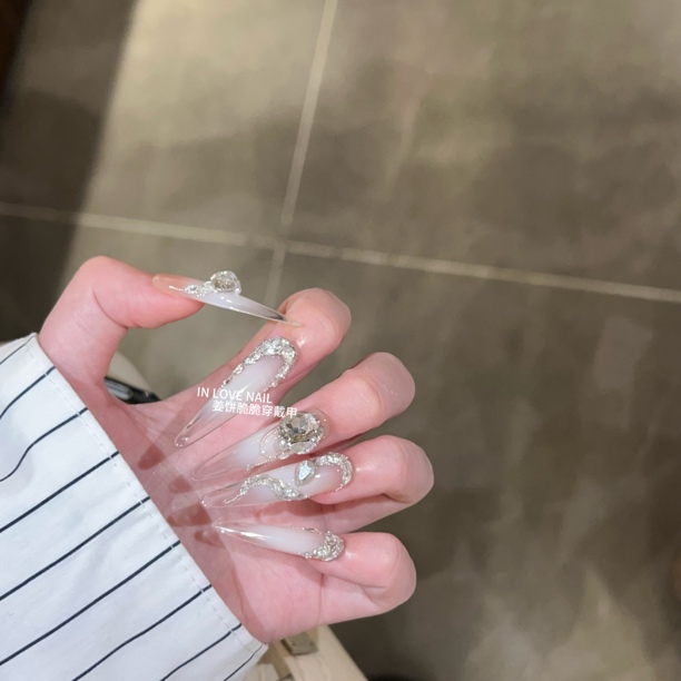 ［清冷灵蛇］40超长尖｜33长尖圆｜纯手工穿戴甲 锆石➕国产华