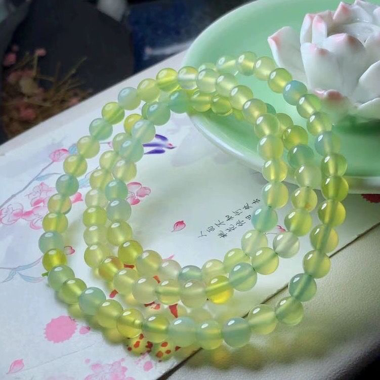 高冰高透圆珠多宝卡6盐源玛瑙手串