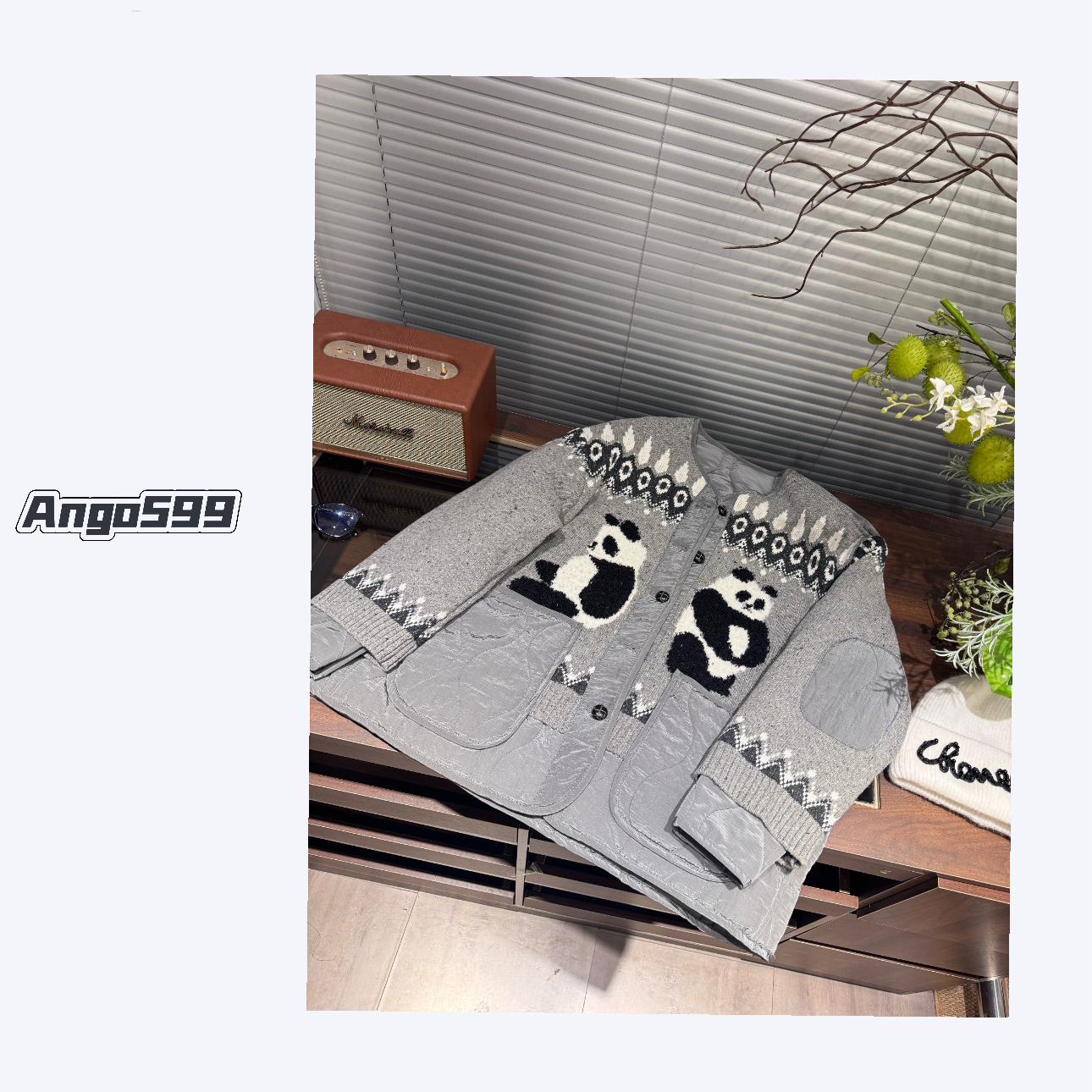 小熊猫*秋冬新款费尔岛提花双面穿棉服加厚外套