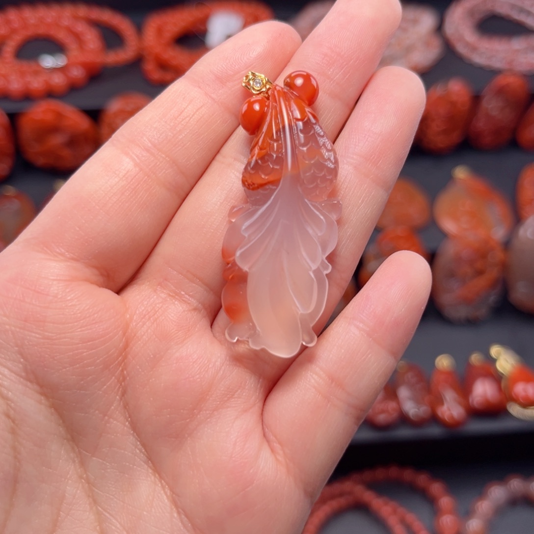 南红玛瑙南红18K金镶嵌