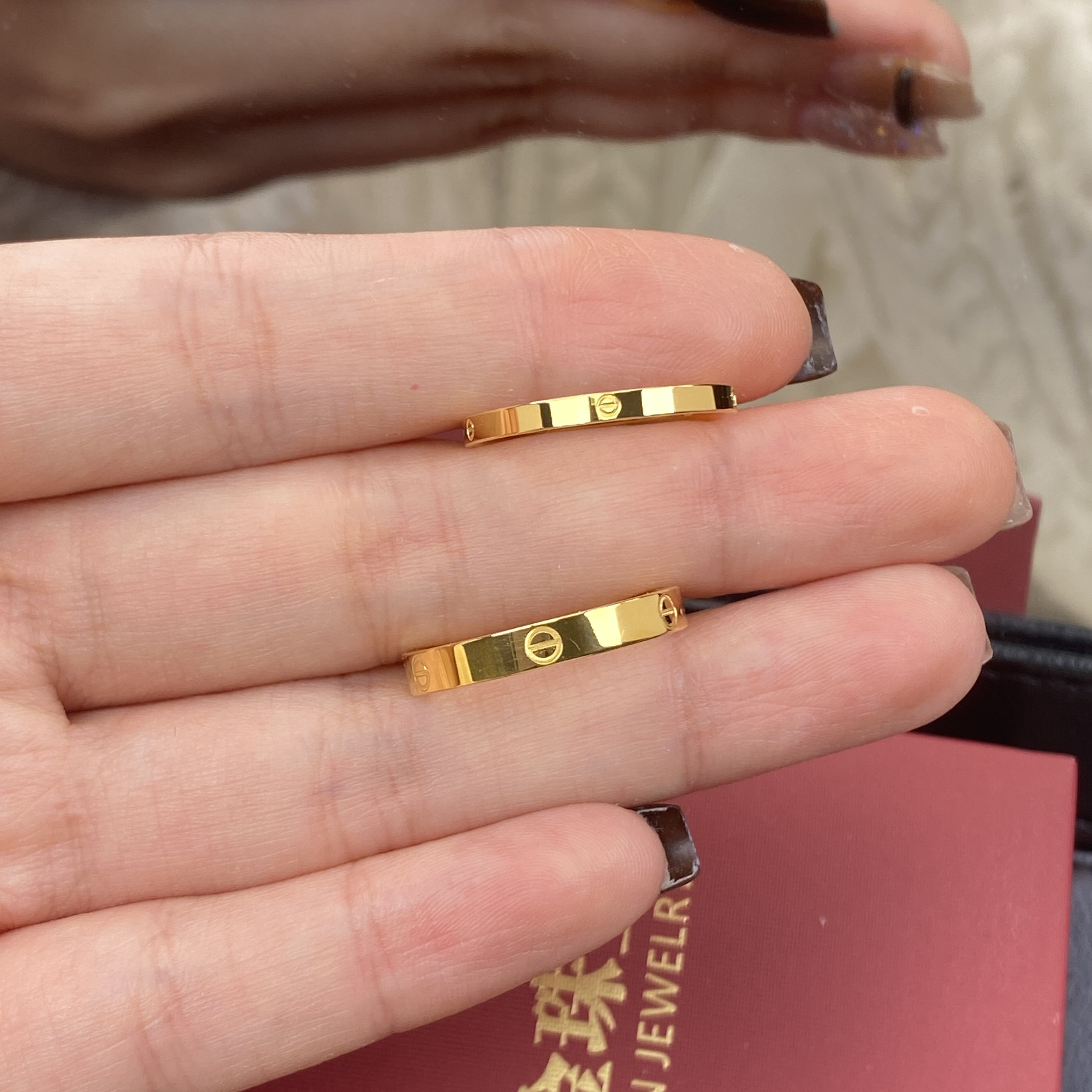 璟金珠宝足金999黄金时尚简约百搭一字戒指款可选多样性发货一件