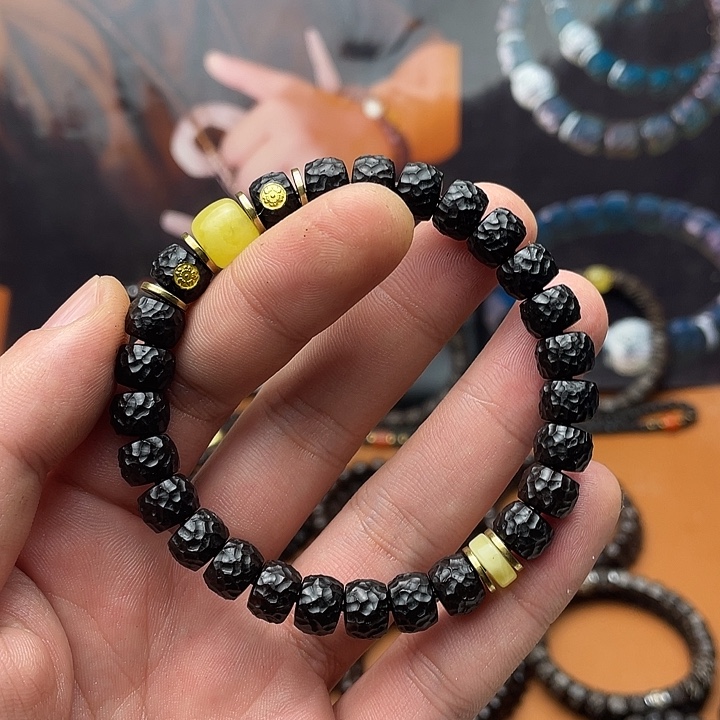 雨***滴手串椰蒂9黑金无相双腊