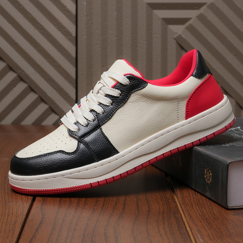 头层牛皮时尚潮鞋百搭透气板鞋休闲潮流男士简约鞋子低帮6606