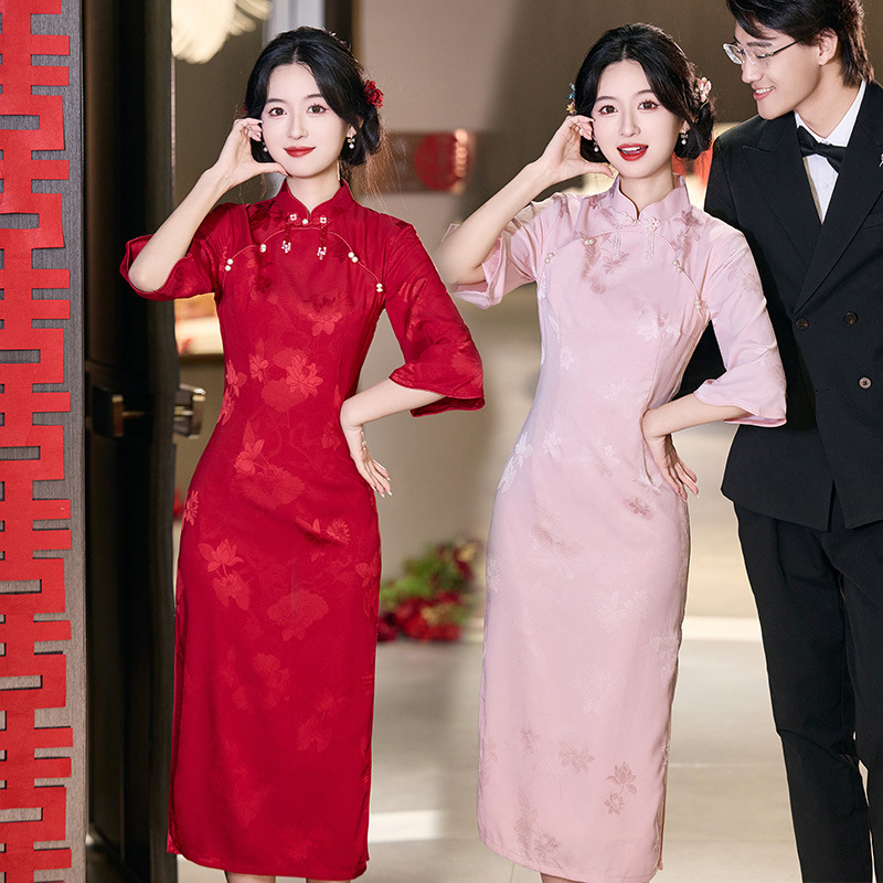 红色旗袍新款2025年轻款气质高端敬酒服新娘结婚便装订婚礼服裙女