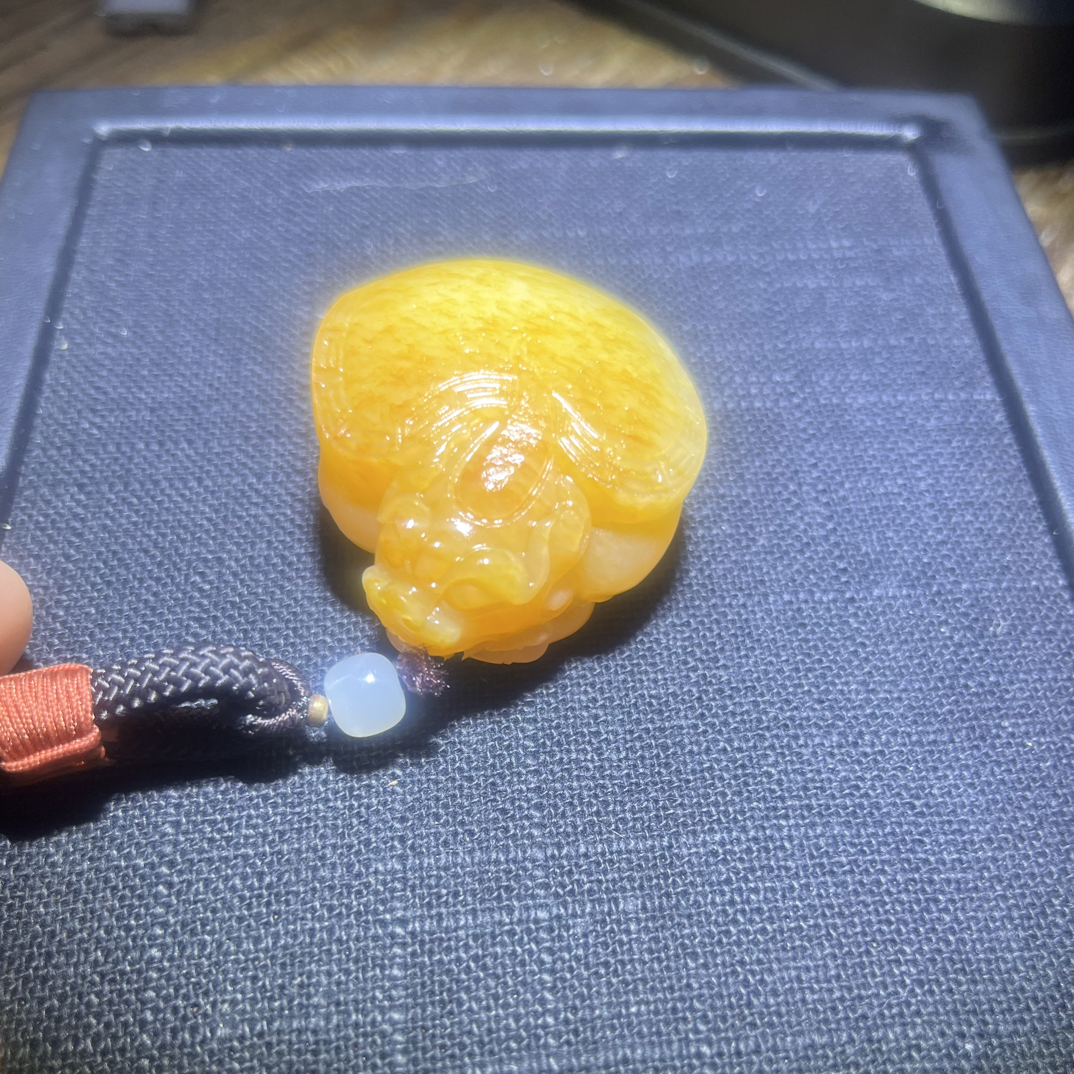 和田玉，黄沁手把龙龟