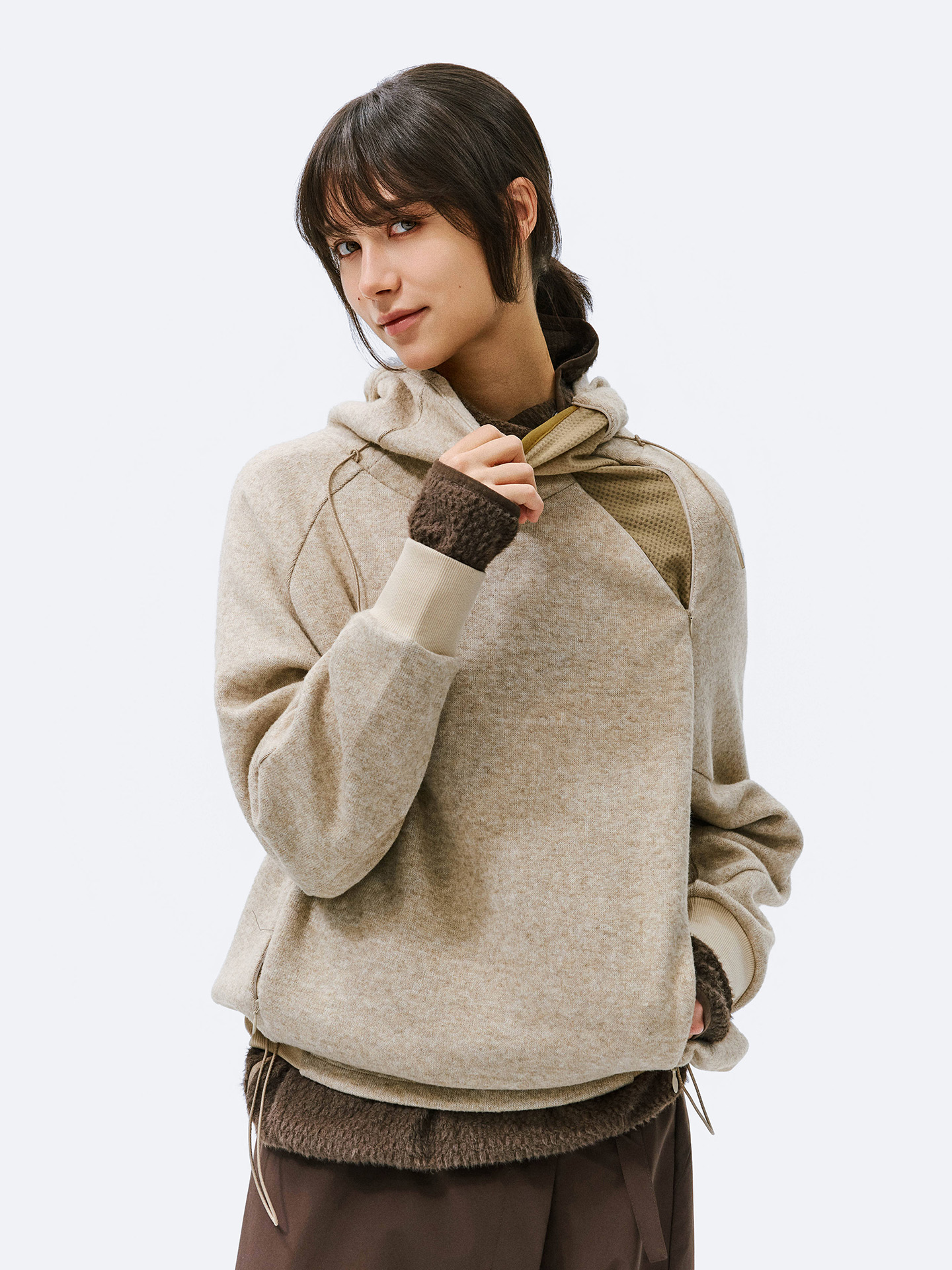 NORYBRAND 城市机能含羊毛针织连帽衫 