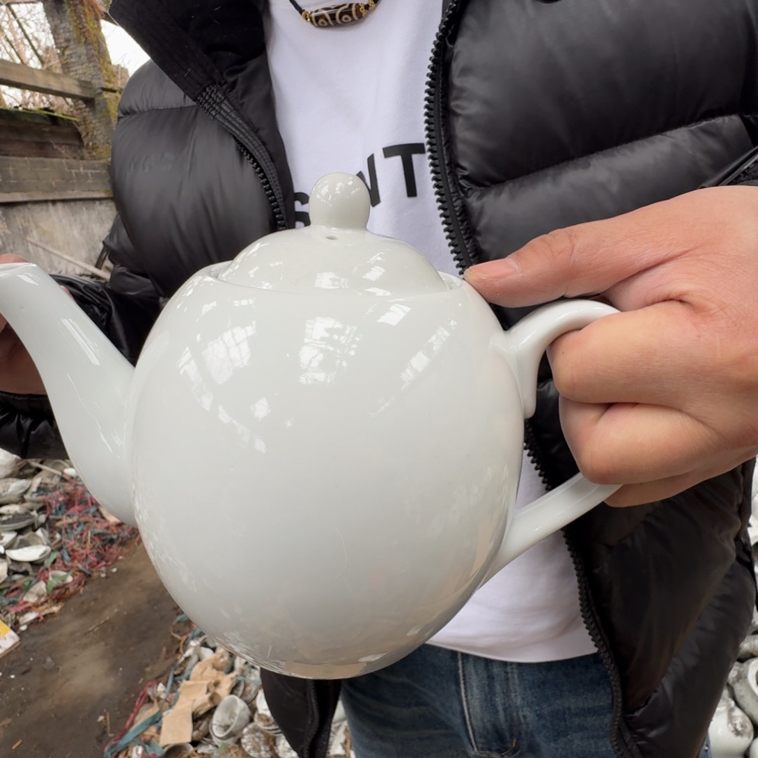 碗景德镇高温陶瓷老白胎球壶