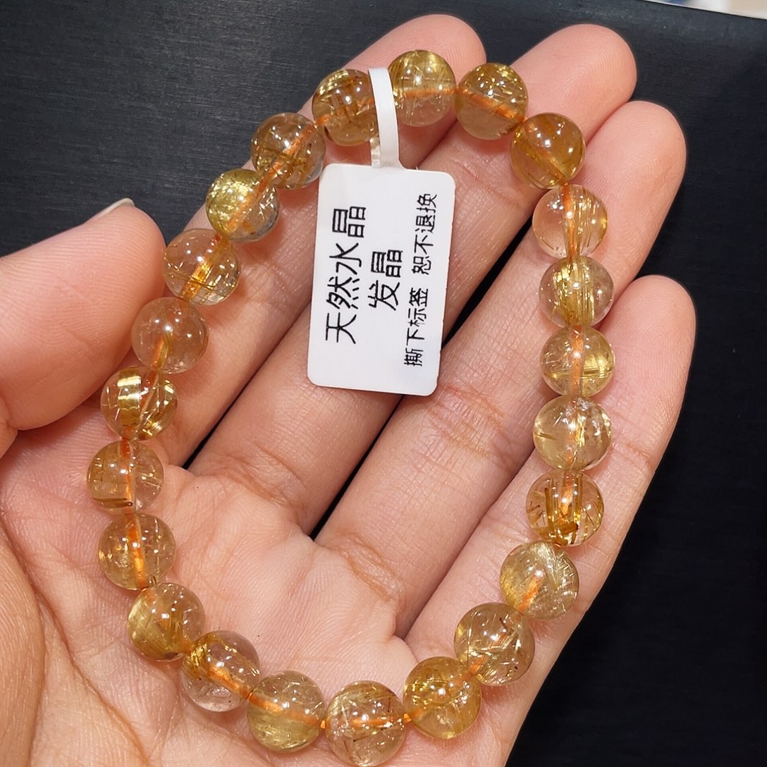 影***。未镶嵌发晶手串钛晶8mm