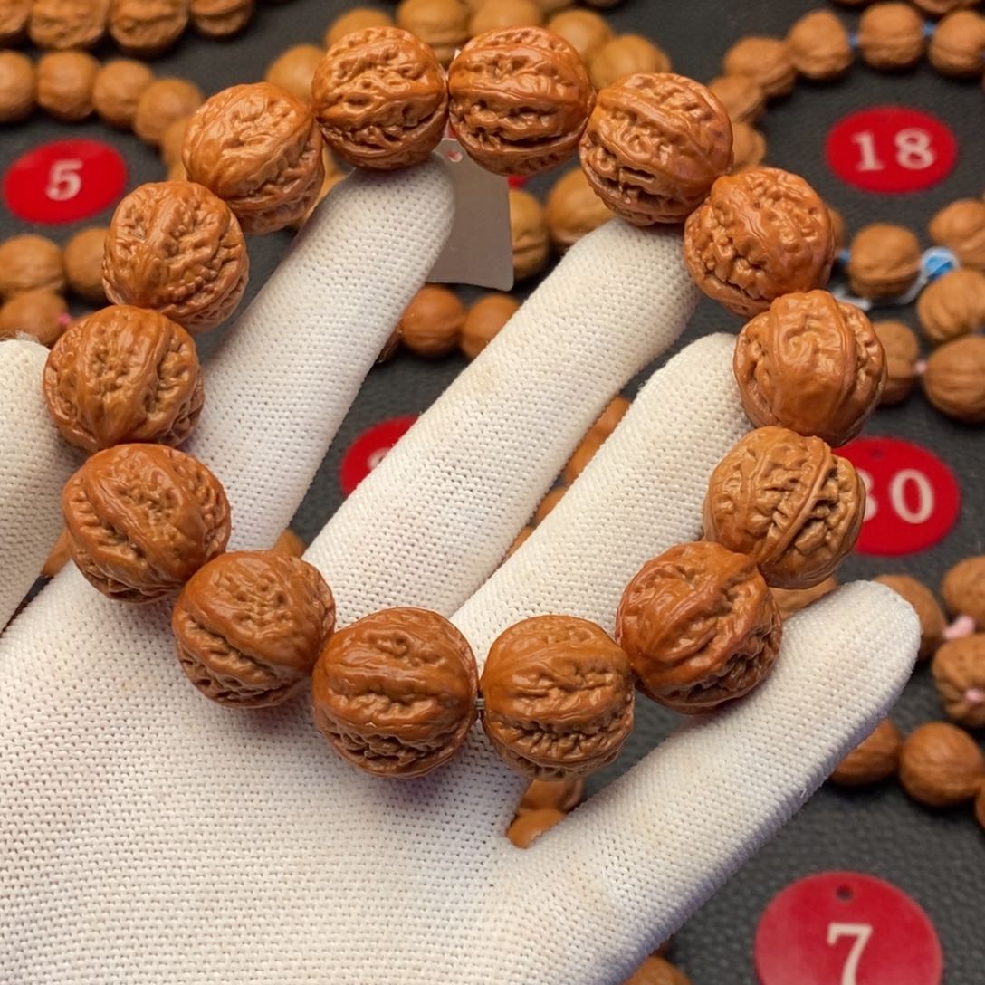 文玩核桃手串19/18红皮树王