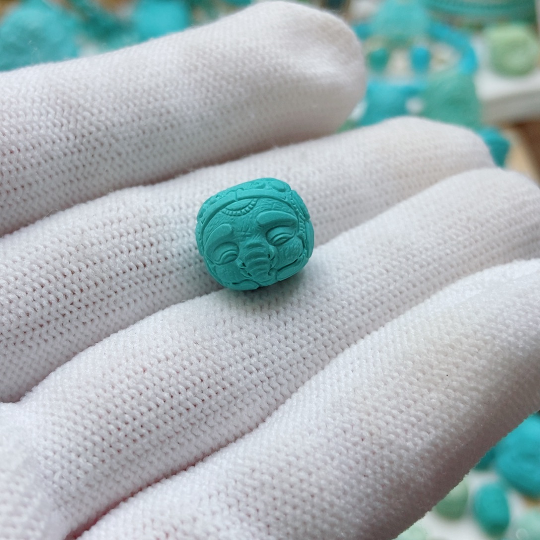 未镶嵌绿松石象珠子