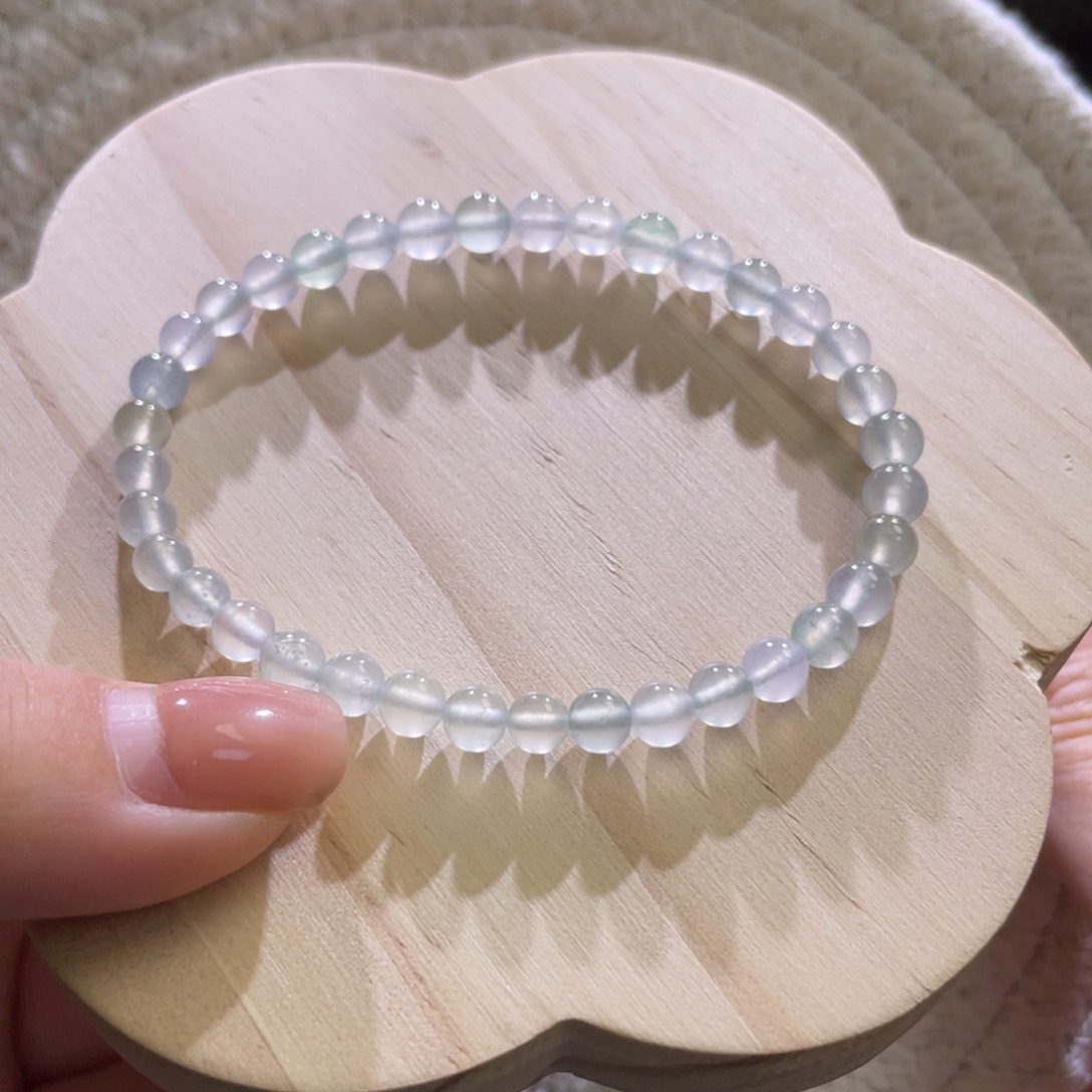 翡翠散珠天然缅a冰波珠串卡5+