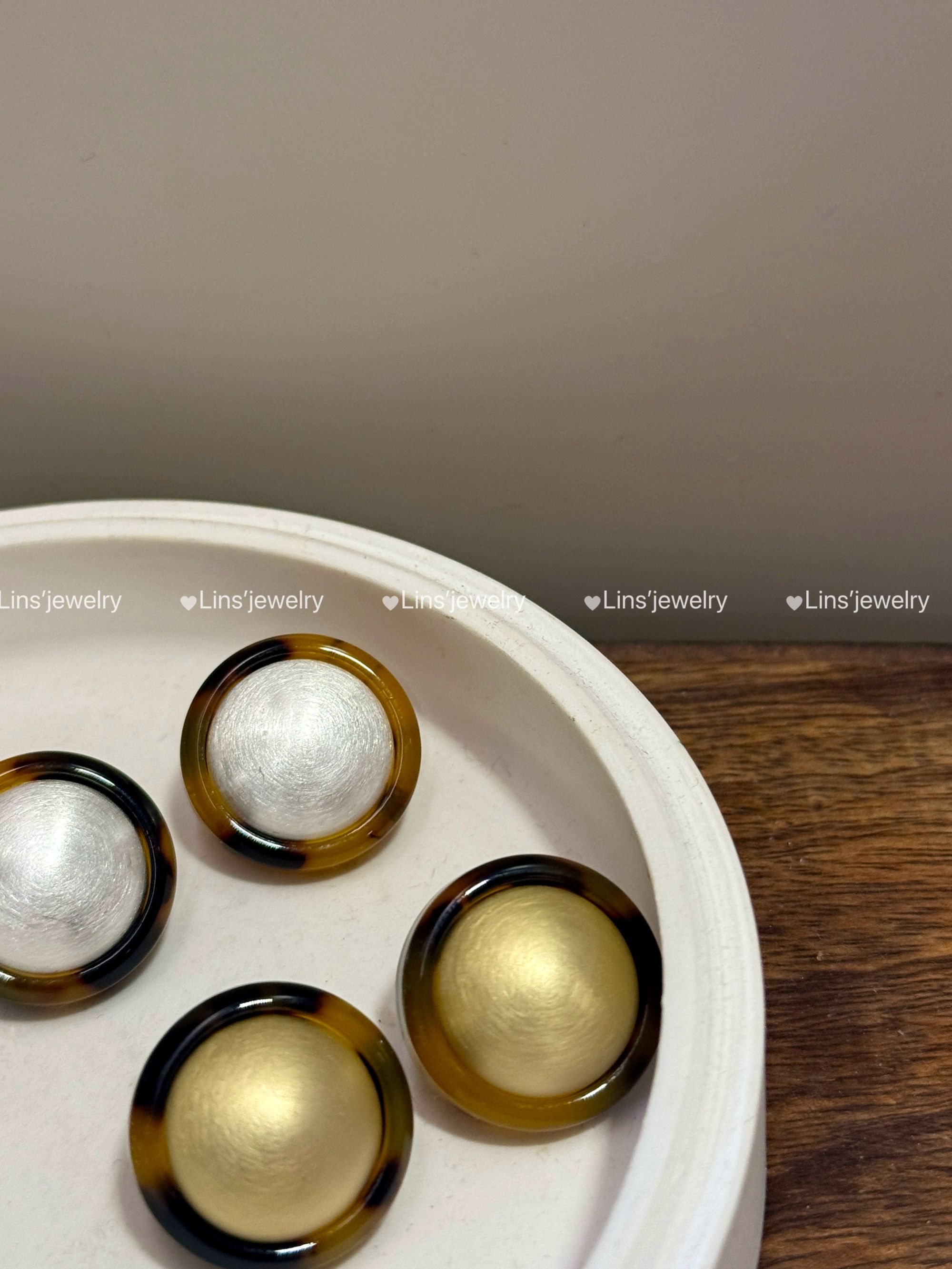 铜合金树脂耳饰 玳瑁色豹纹金属拉丝耳钉~