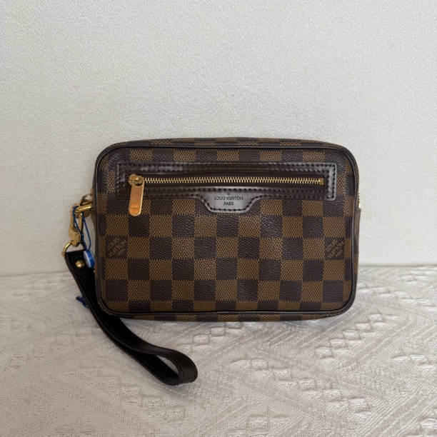 95新 LouisVuitton/路易威登 4425/经典时尚棕棋盘格手拿包