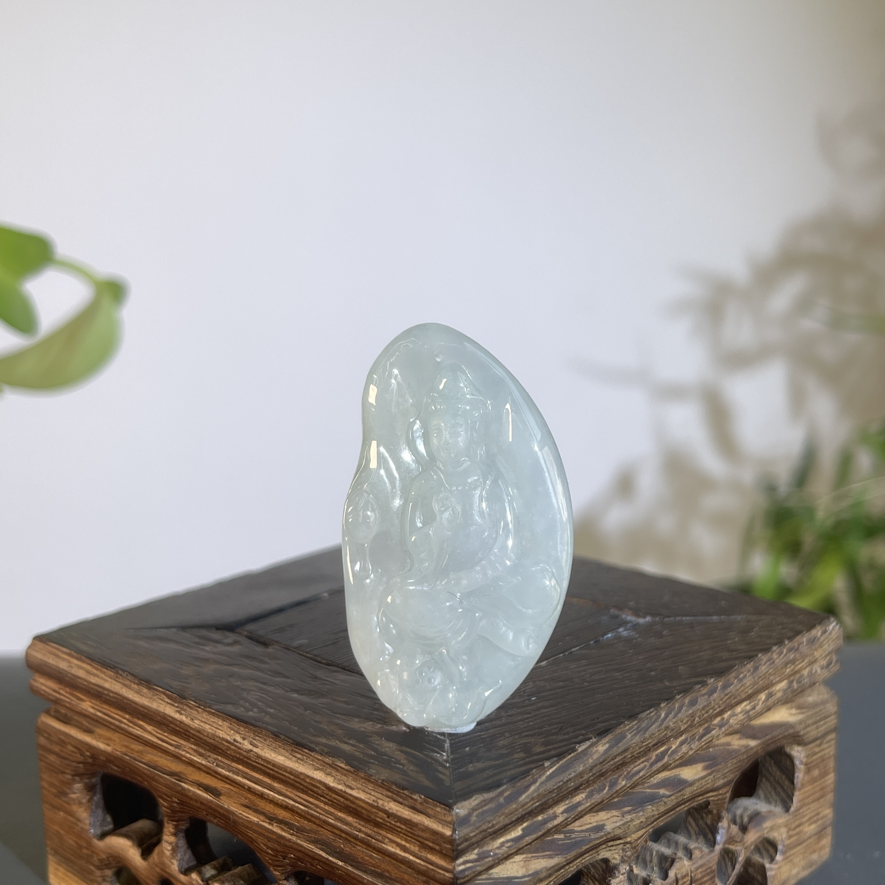 JTA10-019 天然缅甸A货翡翠 莲花观音