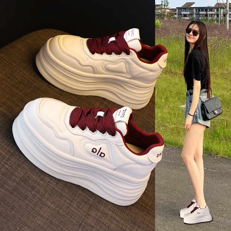 HY9886厚底内增高8cm百搭小白鞋女2025秋季新款松糕运动休闲鞋