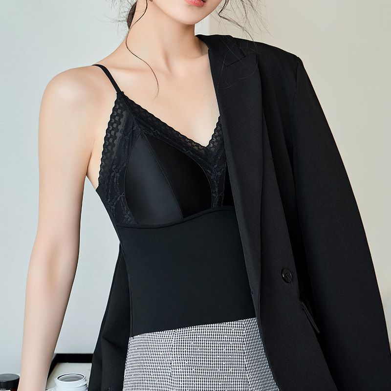 媚姬 3663吊带背心女士中长款一体胸垫聚拢无痕性感美背夏超薄款