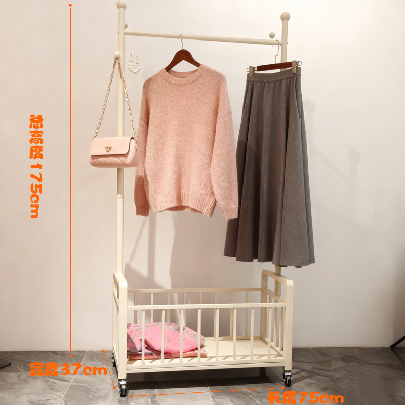 金属脏衣篮收纳筐衣帽架落地挂衣架置物架可移动带滑轮储物挂衣服