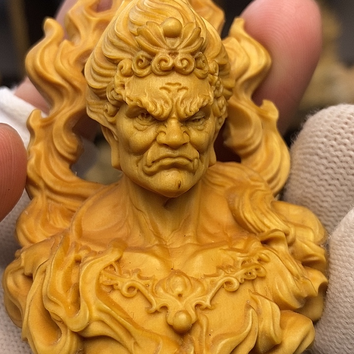 木黄杨木不动明王摆件