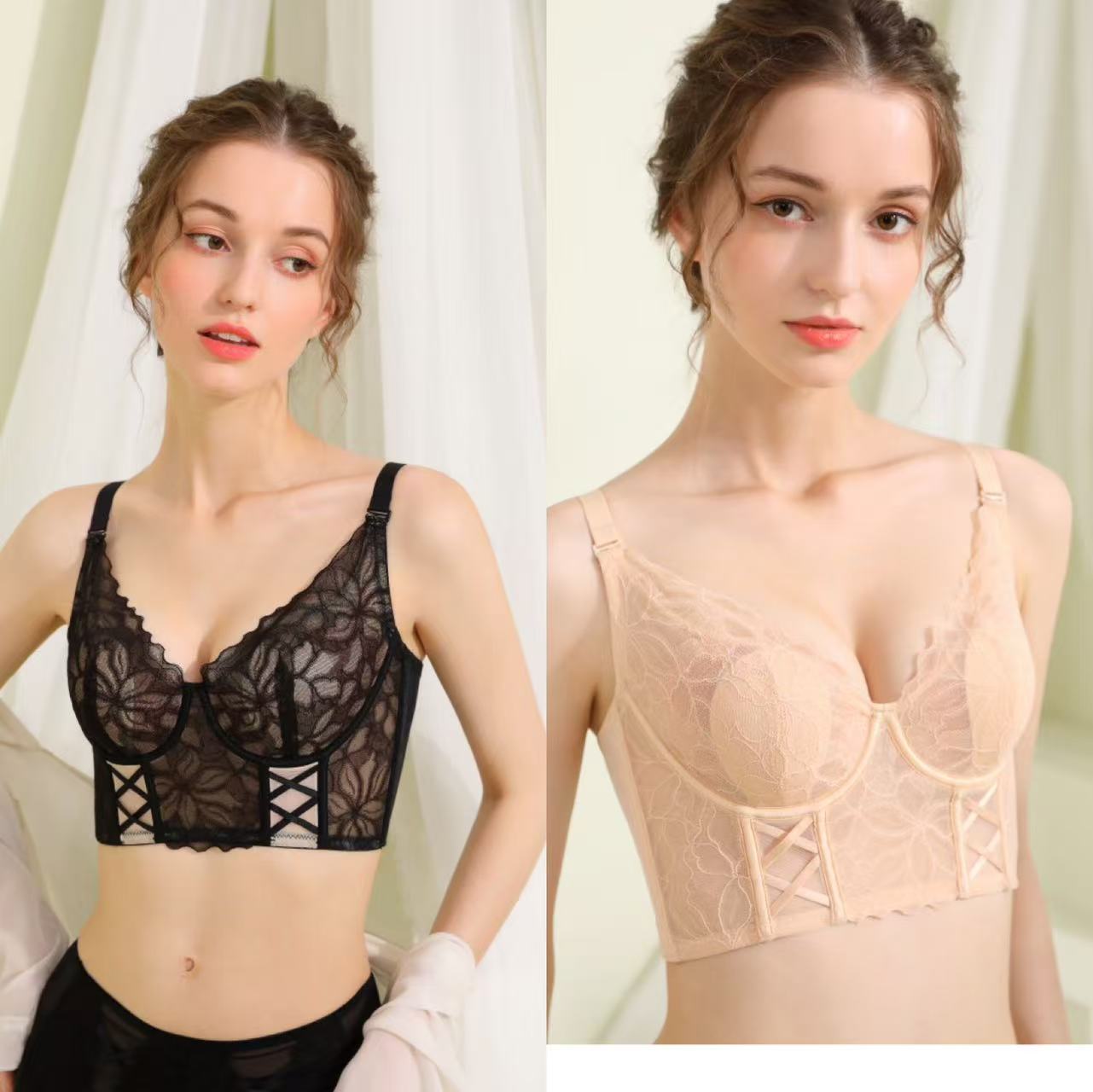 【15号链接】法式纯欲兔耳朵马甲式鱼骨塑形提拉收副乳调整型内衣