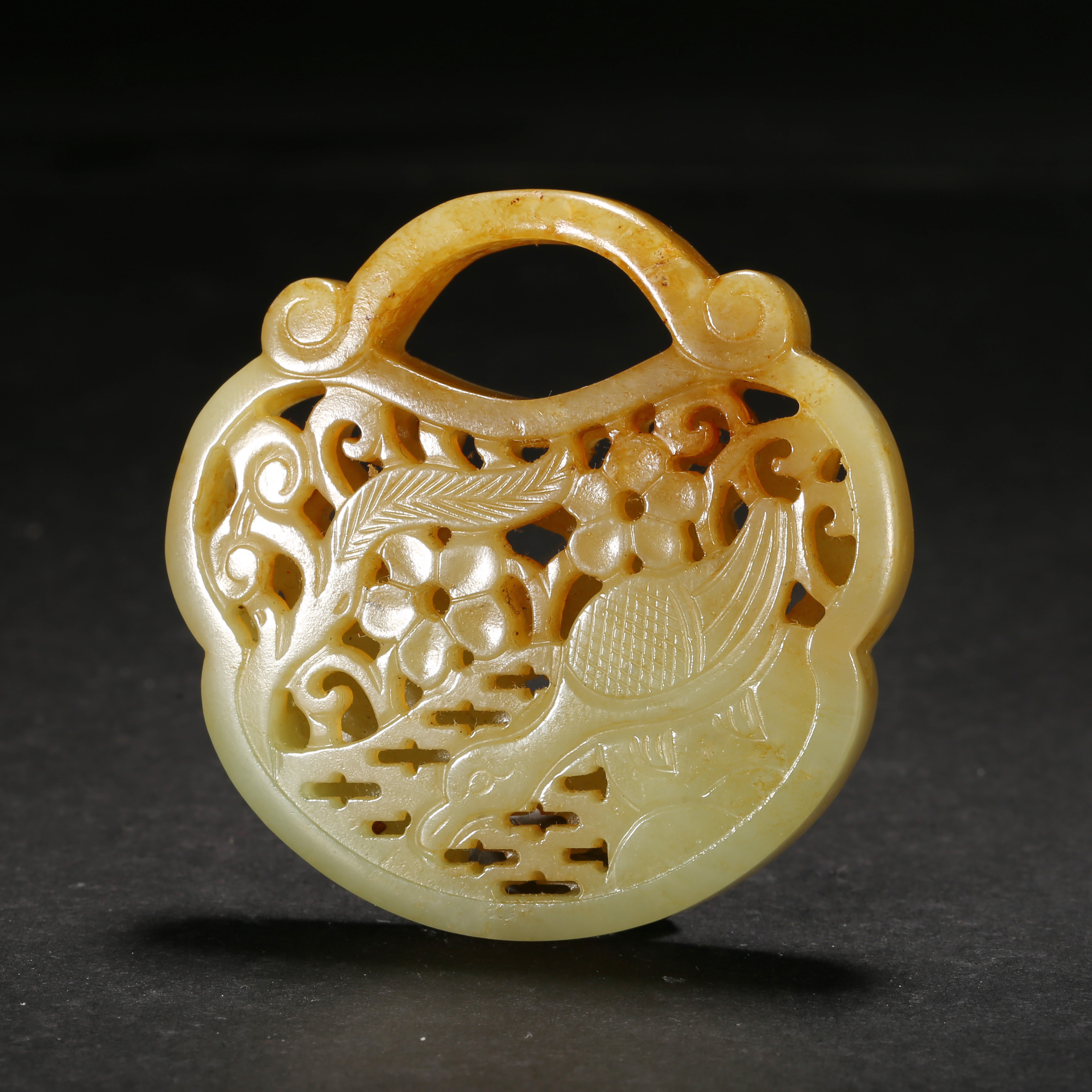 清代*黄玉花篮香囊/19ALJ2925/和田玉【北京文博】