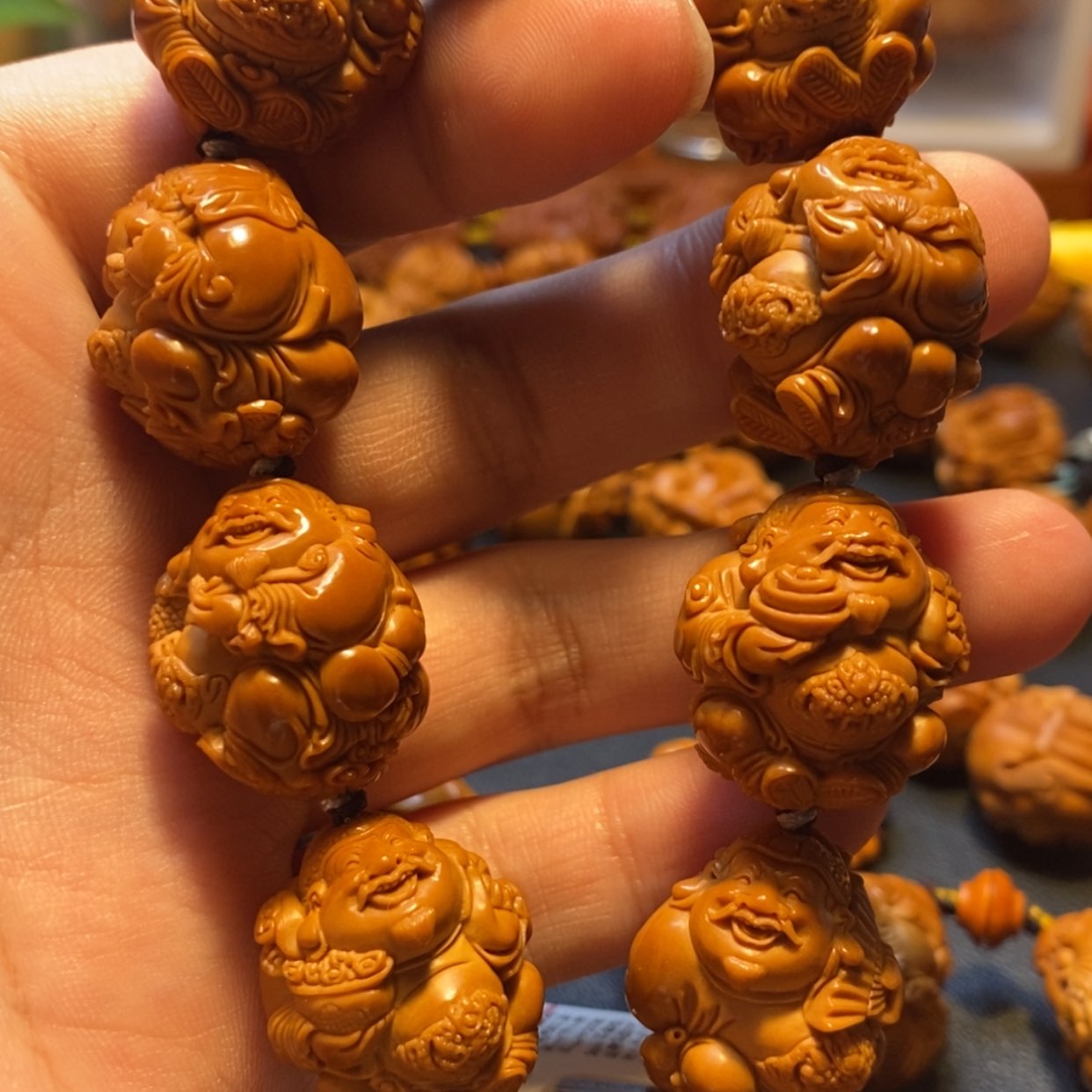 【闪购商品】橄榄核手串/手链万***牛苏工名家高货水晶2.2龙袍财神