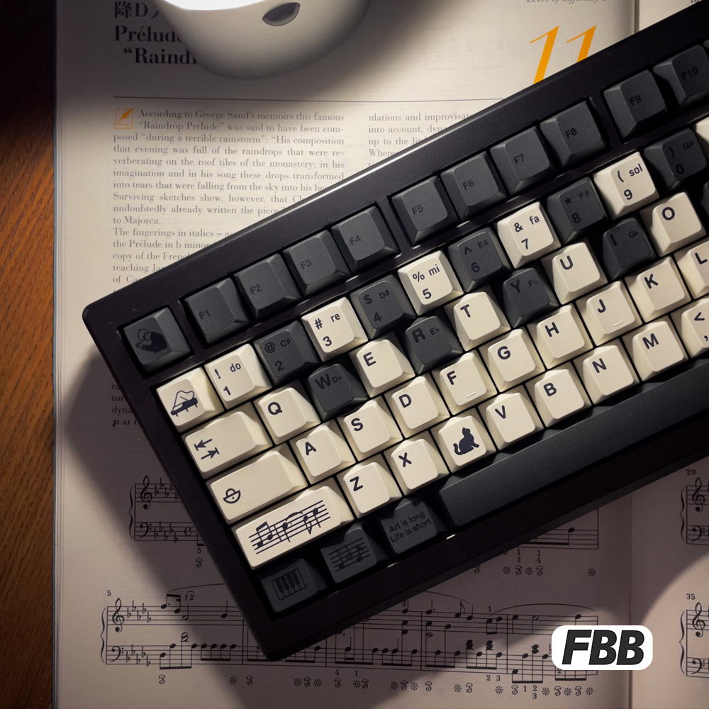 FBB个性pbt键帽SOLO独奏黑白高颜值1.7mm加厚PBT热升华客制化键盘