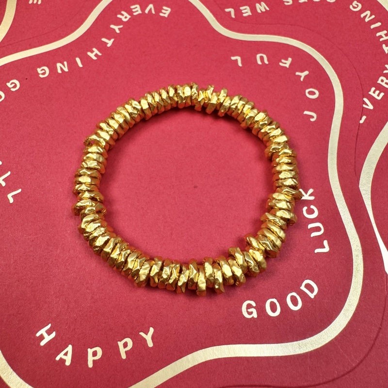 【金福轩】足金999素圈满串卡7mm黄金盘缠手串