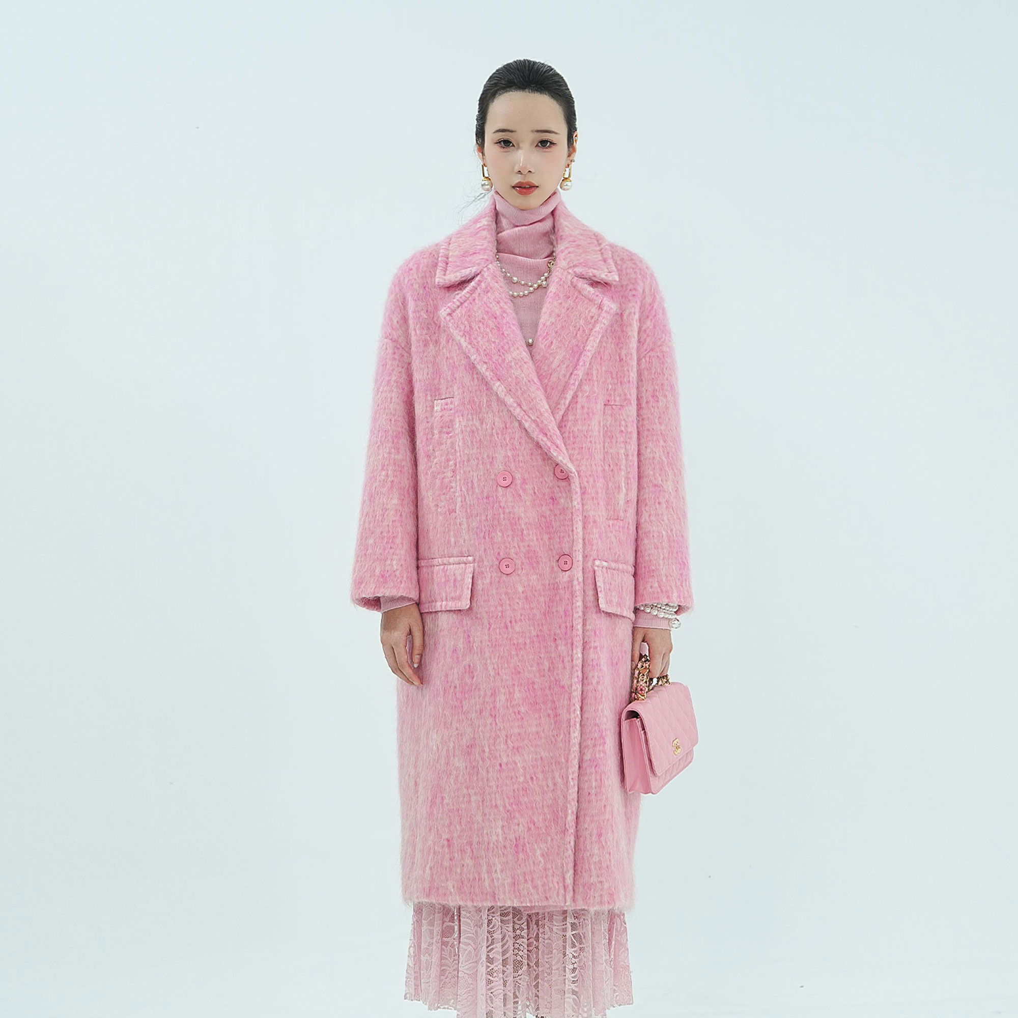 XIANPIN/鲜品【水波纹】粉色大衣