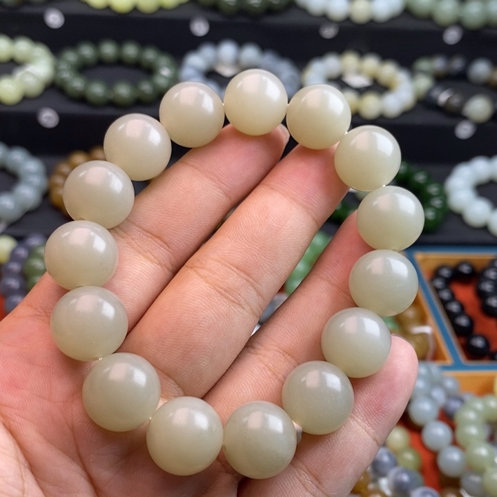 手串未镶嵌和田玉Q高青白卡14