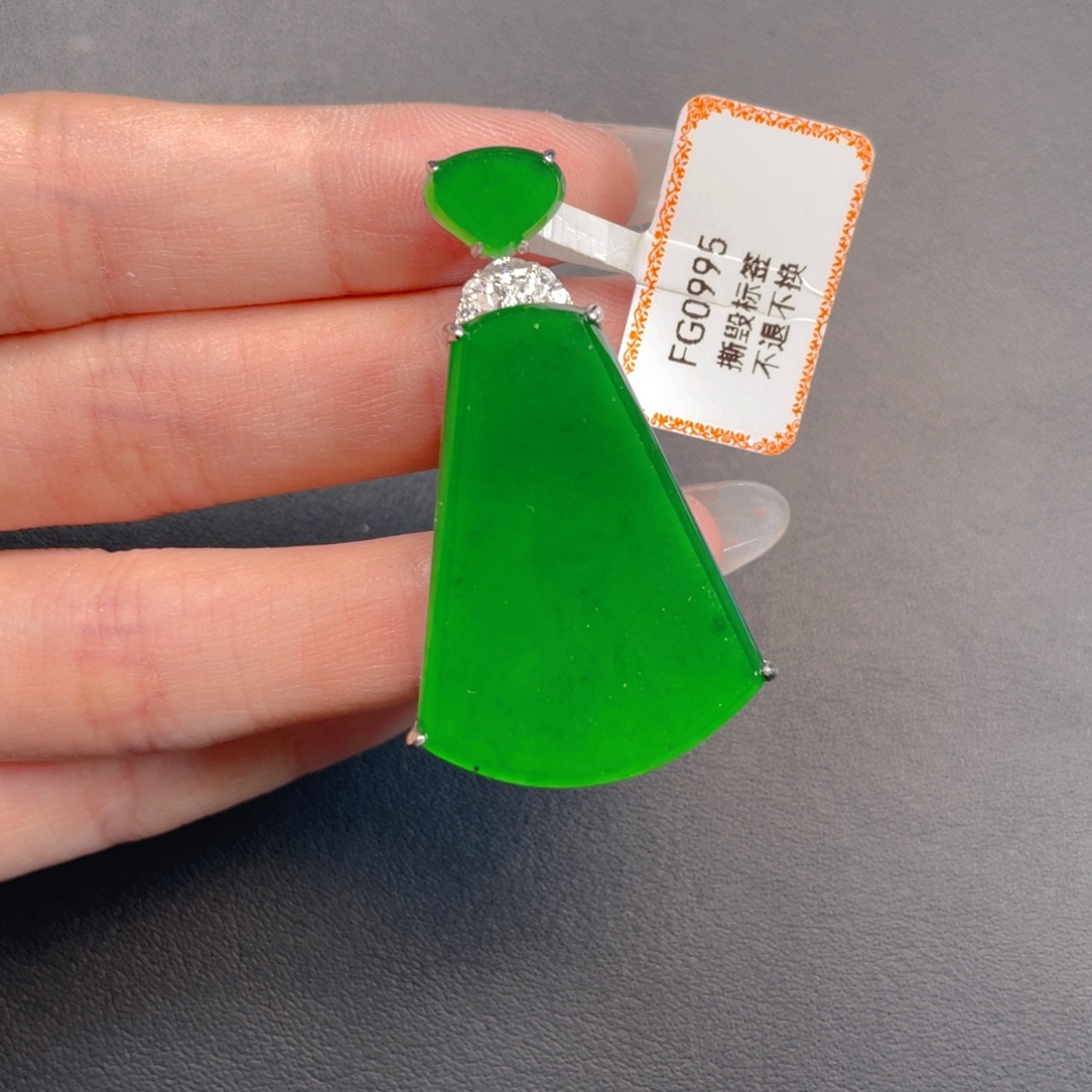 翡翠银S925镶嵌吊坠(不含链)