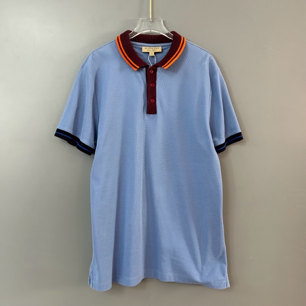95新 BURBERRY/博柏利 巴宝莉蓝色半袖polo上衣