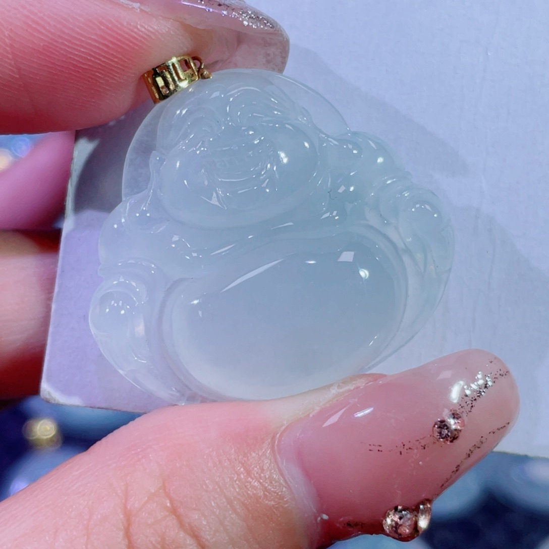 翡翠颈饰18K金镶嵌佛公