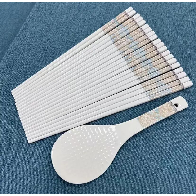 正品景德镇瓷器陶瓷筷子饭勺防滑易清洗陶瓷餐具耐高温防滑釉下彩