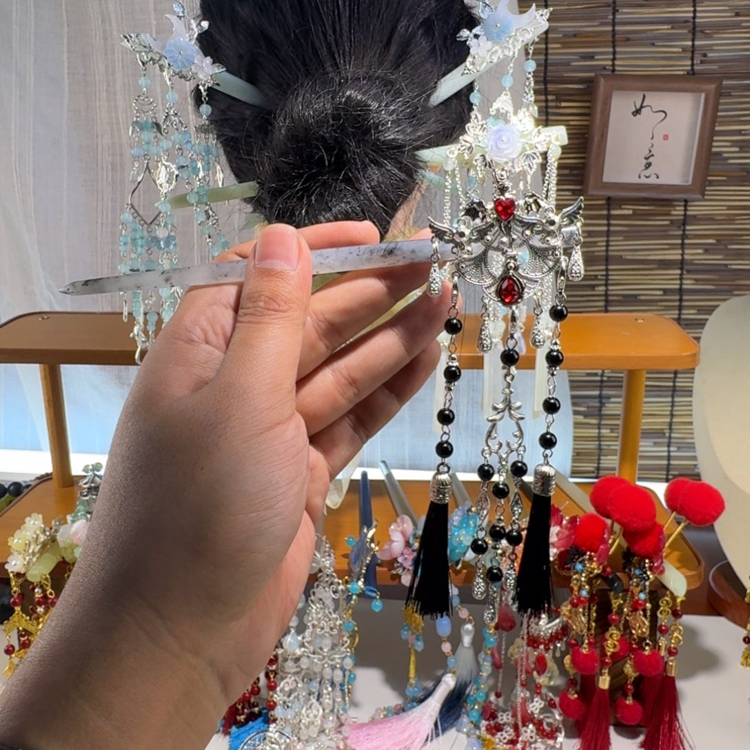 蛇纹石玉合金发饰