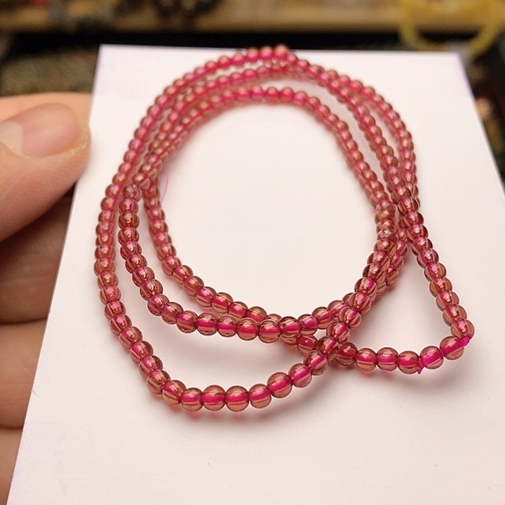 石榴石手串未镶嵌香槟粉3.1mm三圈