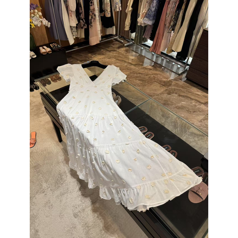 WW2025新款女士气质时尚白色夏季长款连衣裙W201261