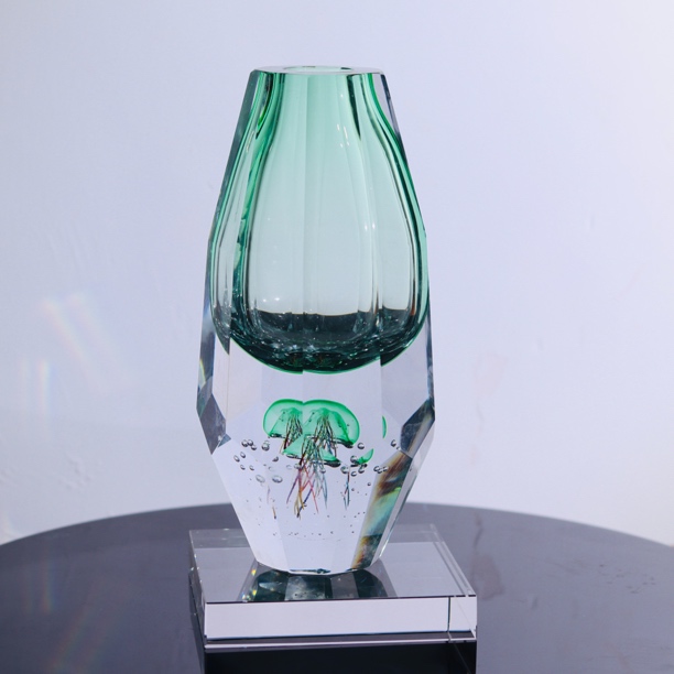 晶莹琉璃【海洋水母】意式极简轻奢高档水晶琉璃摆件